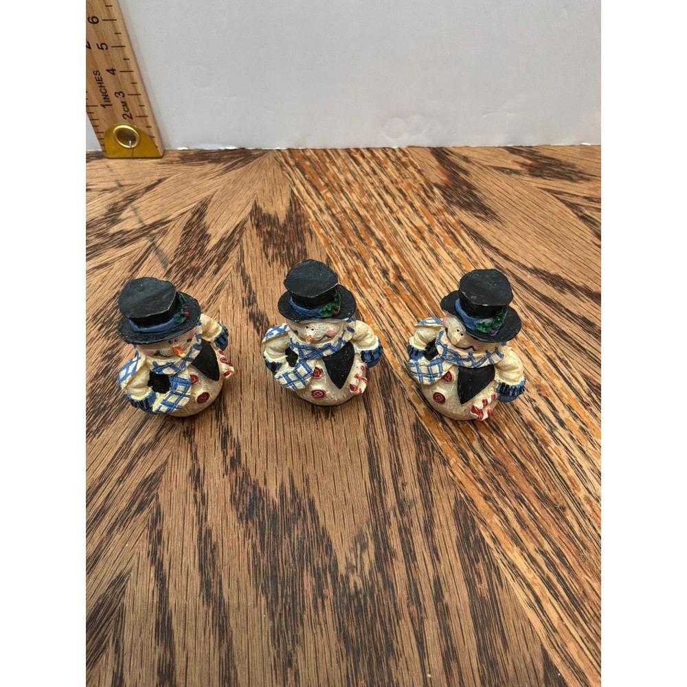 Rustic‎ Christmas Unisex Unbranded Snowman Figurine Set 2" Cream Blue